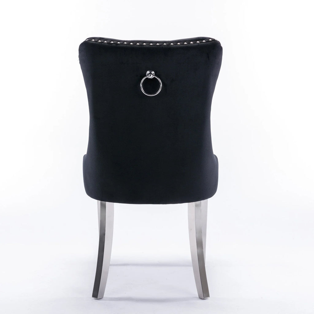 Upholstered Tufted Velvet Dining Chair with Solid Wood Legs Set of 6