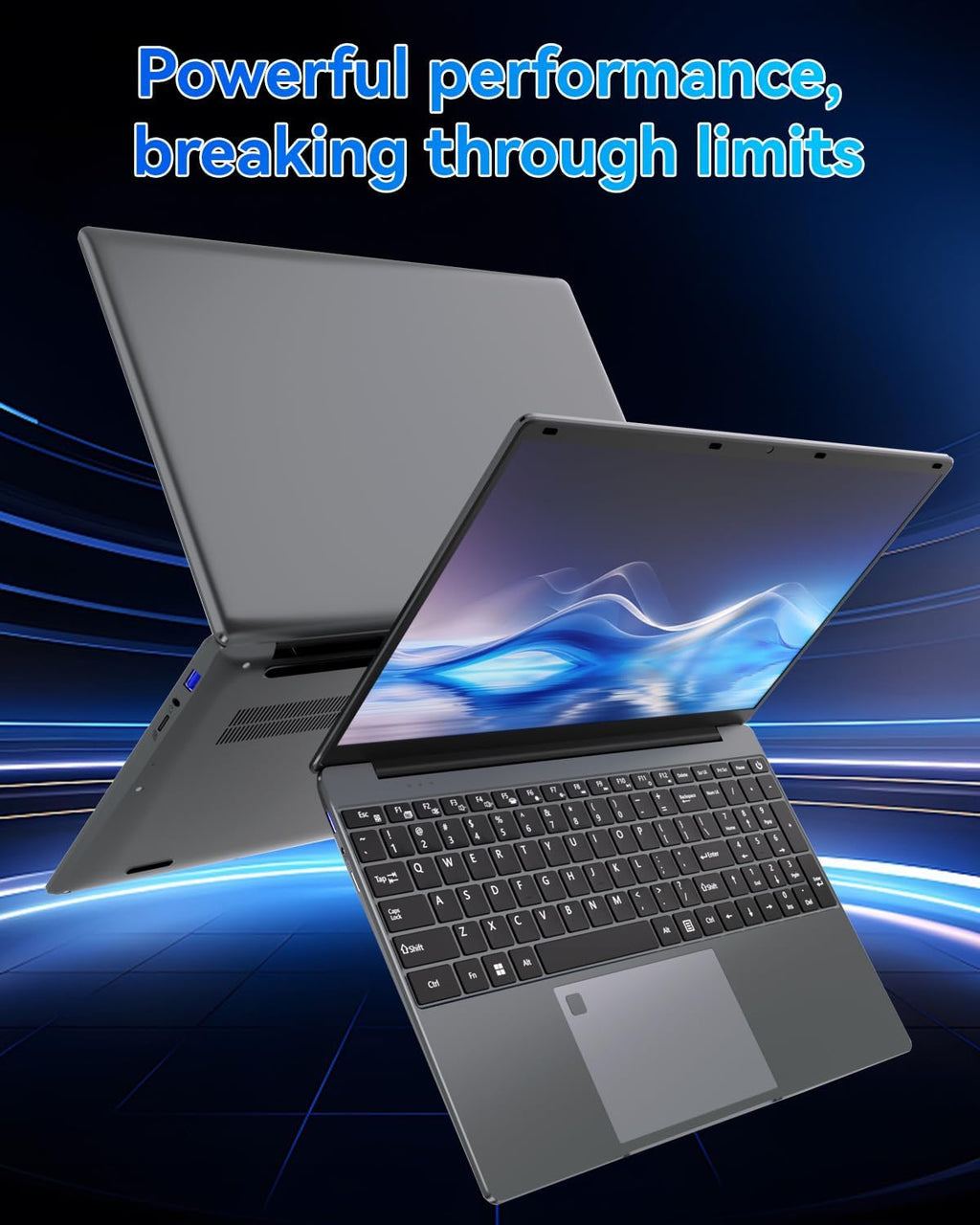 PC Portable Ordinateur 16 Go RAM LPDDR4 512 Go SSD 15,6 Pouces UHD Celeron N5095 Processeur Computer avec Touch ID WiFi5 Bluetooth 4.0 USB 3.0(Film de Clavier Inclus)