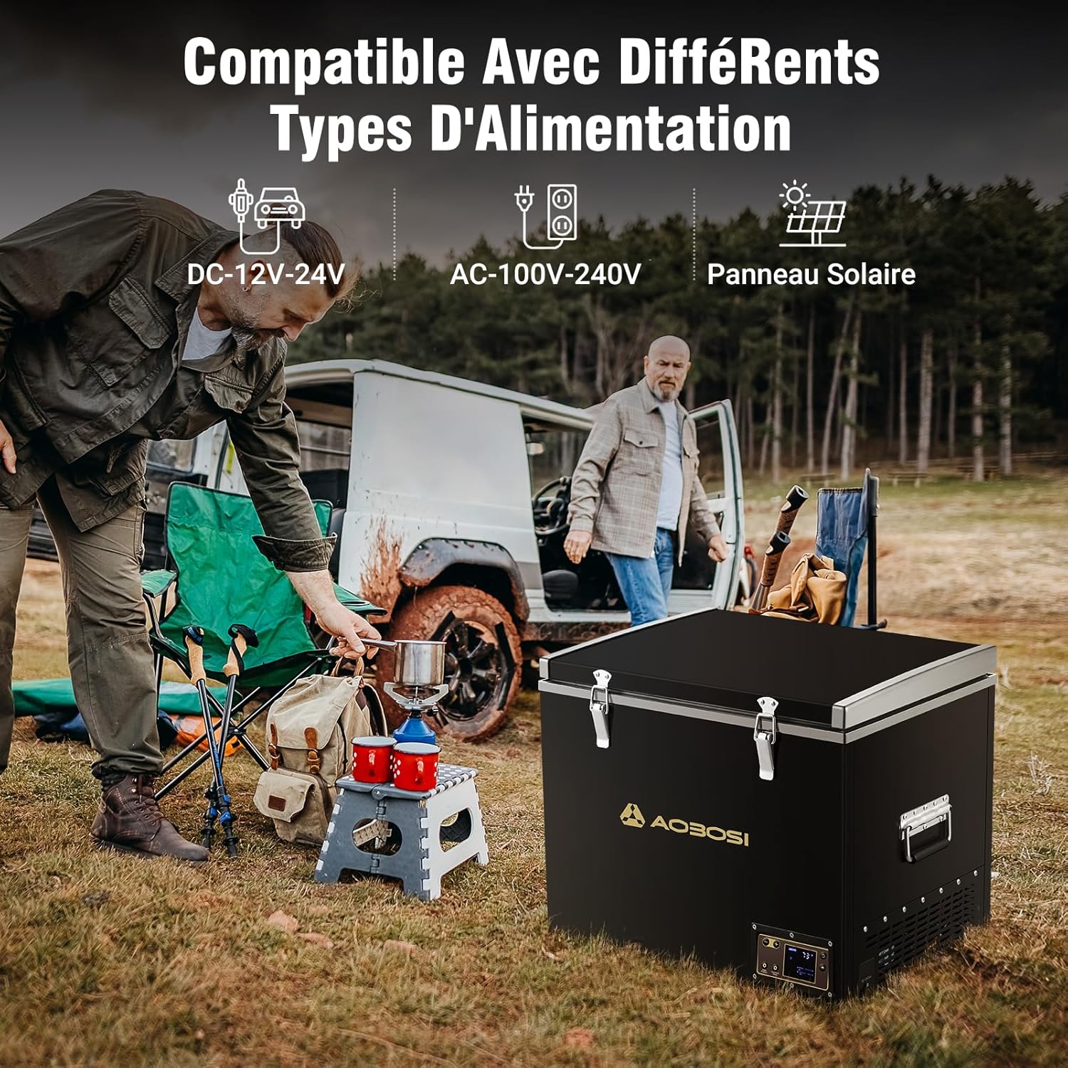 45L Glacière à Compresseur,Glaciere Électrique -20℃ à 20℃,Frigo Camion APP&Bouton Contrôle,12/24V DC et 100-240V AC Glaciere Camping Pour Voiture,Camion,Bateau et Prise De Courant -