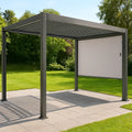 Pergola en Aluminium Gris avec Toit Réglable et Panneau Latéral 300x300 cm(Gris)
