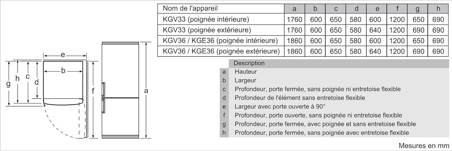 Bosch KGV33VLEAS - Réfrigérateur combiné pose libre - Série 4 - 288L - Inox