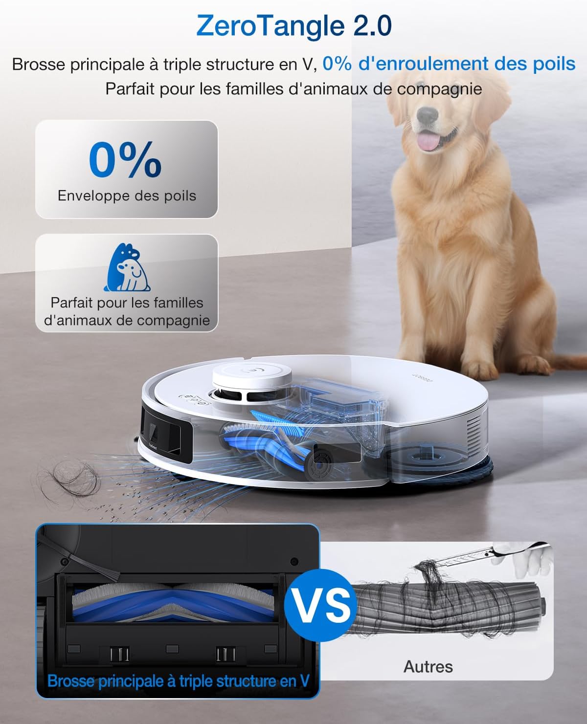 ECOVACS DEEBOT T30C Pro Omni GEN 2 Robot Aspirateur Laveur avec Station Omni,15400Pa Aspiration, Brosse ZeroTangle 2.0, Nettoyage TruEdge, Auto-Vidange,Séchage 45°C, 200min Autonomie, Assistant YIKO