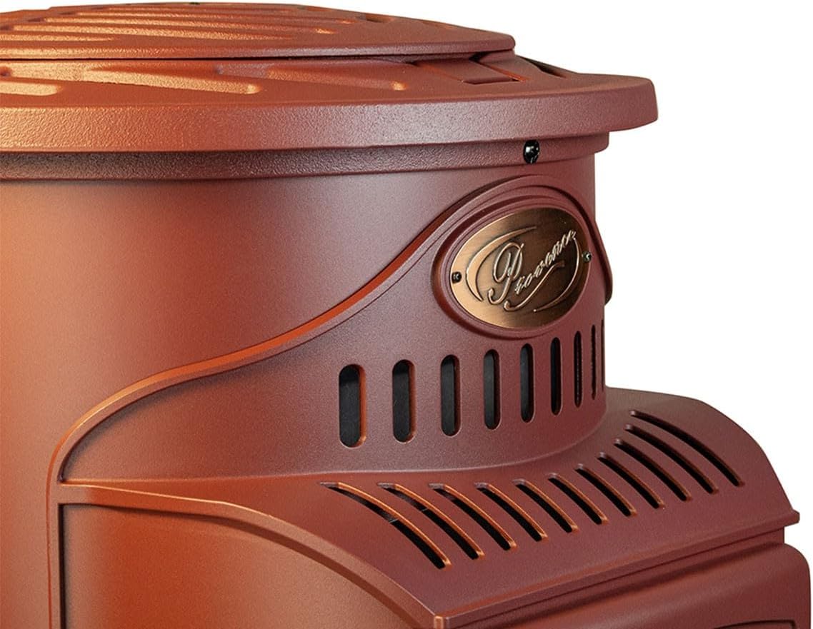 Universal poêle à gaz Provence 3,4 kW rouge, effet poêle à bois en fonte véritable, chauffage d’appoint avec tuyau gaz et détendeur