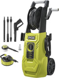 RYOBI nettoyeur haute pression 2000 W, 150 bars, débit 450 L/h, flexible 8 m avec enrouleur, réservoir détergent intégré, lance vario et turbo, brosse rotative, modèle RY150PWA