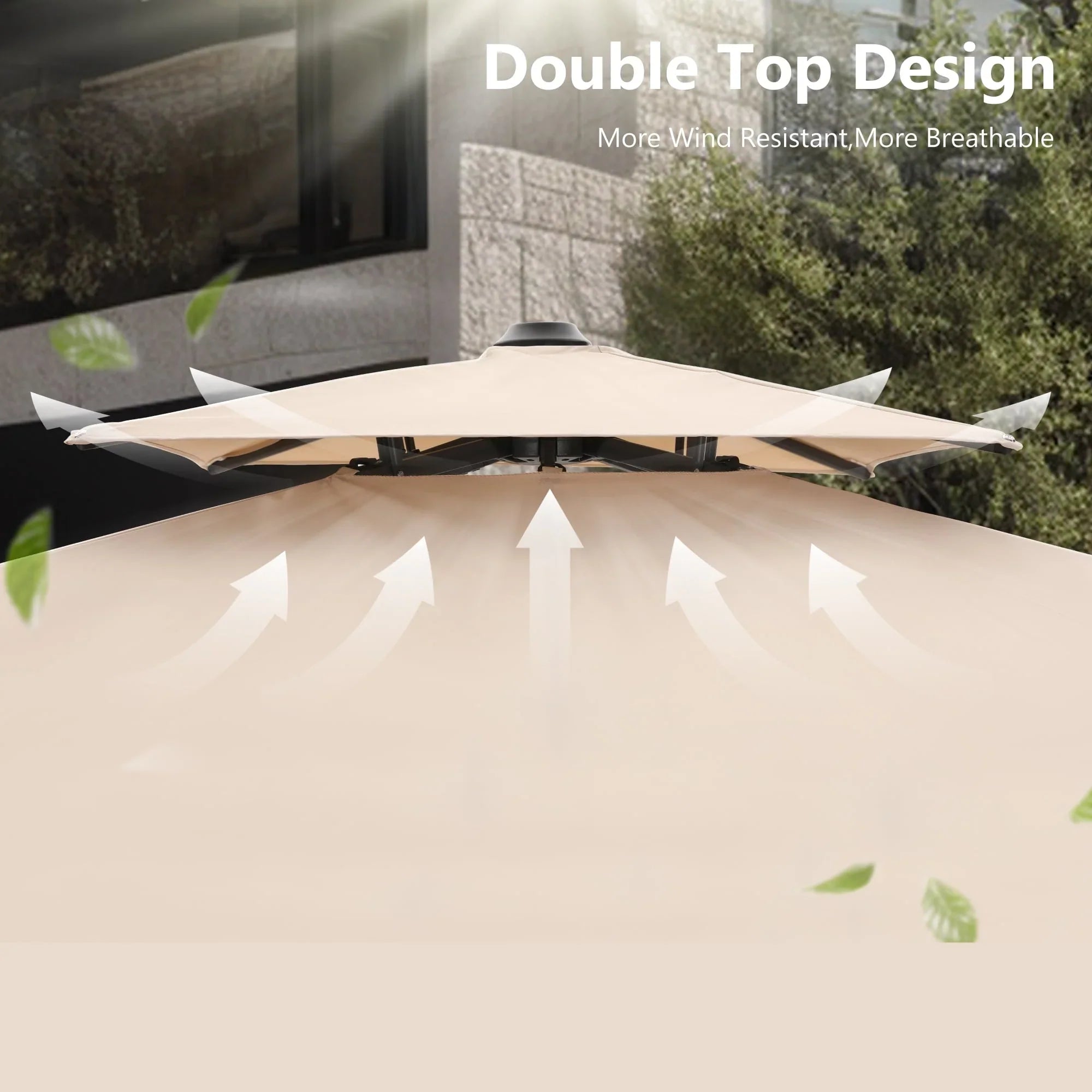 MAISON ARTS 12 FT Automatic Hydraulic Cantilever Umbrella Aluminum Pole 360 Degree Rotation