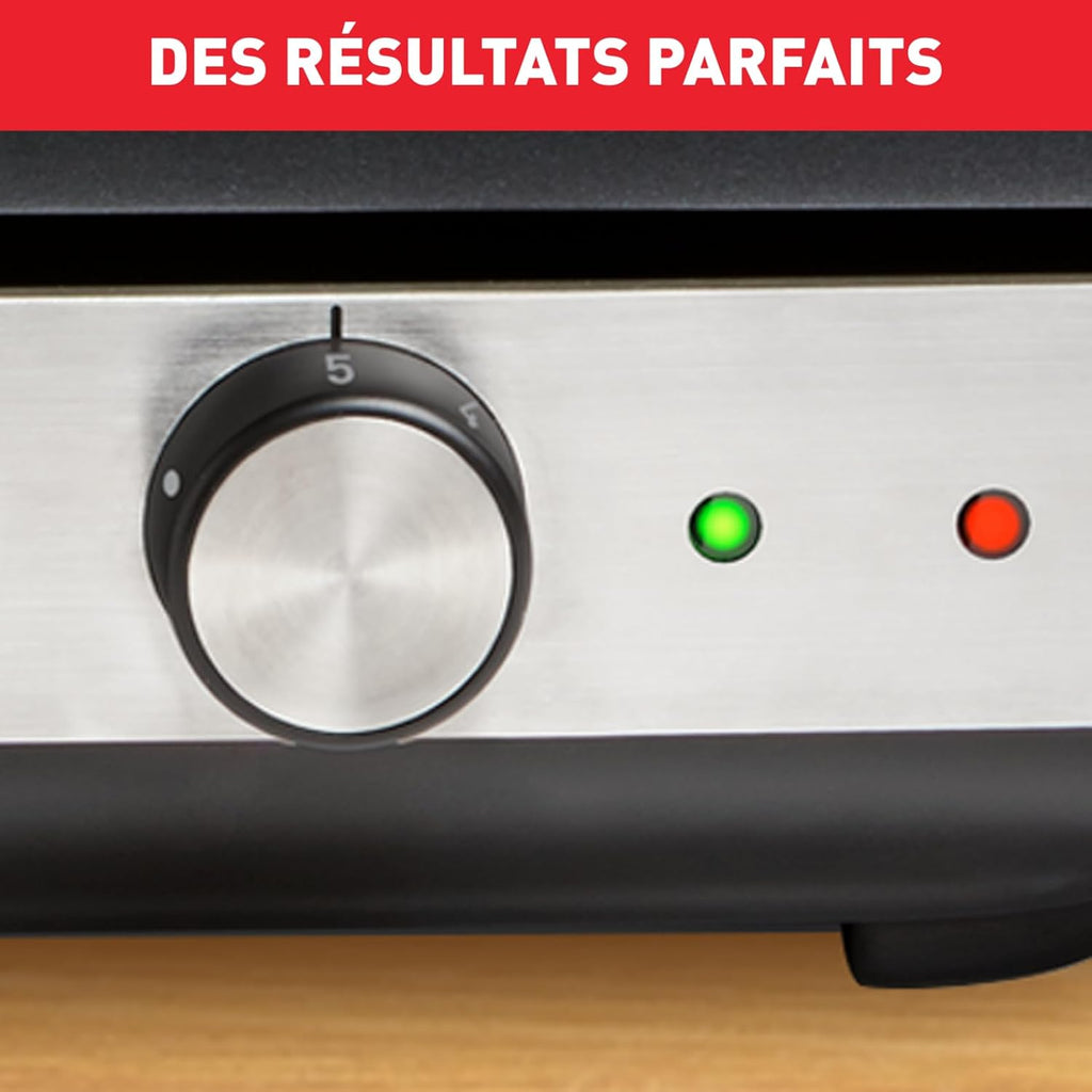 Tefal Maxi Plancha électrique extérieur et intérieur format XXL10/12 Personnes avec protection contre les éclaboussures et Thermostat réglable Inox CB690D12