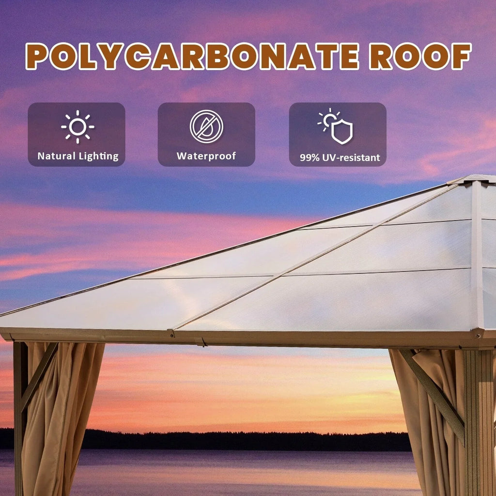 EROMMY Hardtop Gazebo,Outdoor Pergola with Double Roof & Netting & Curtains,Heavy Duty Canopy for Patio, Backyard, Pool party