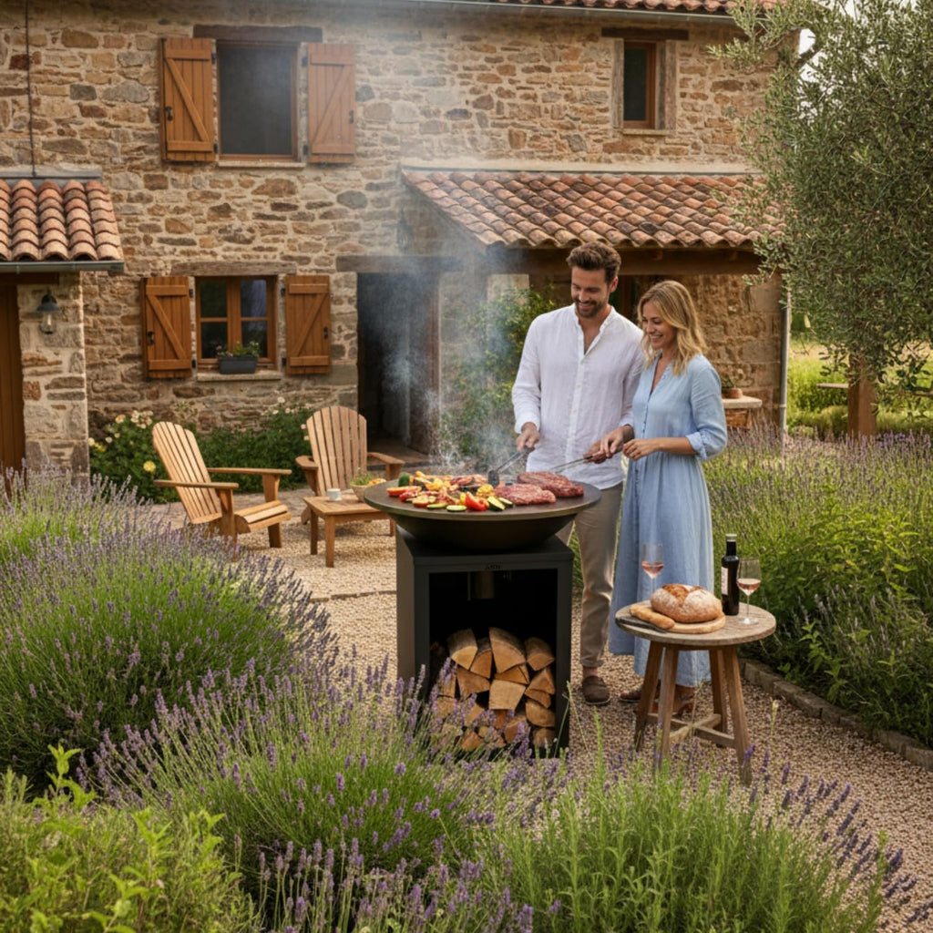 Plancha - BBQ - Brasero - Barbecue - Plaque de cuisson - Outdoor - ASH Solaris - XL - Plancha - Anneau de barbecue Ø 81 cm - Cheminée de jardin - Barbecue - Aspect luxueux - Plaque de cuisson