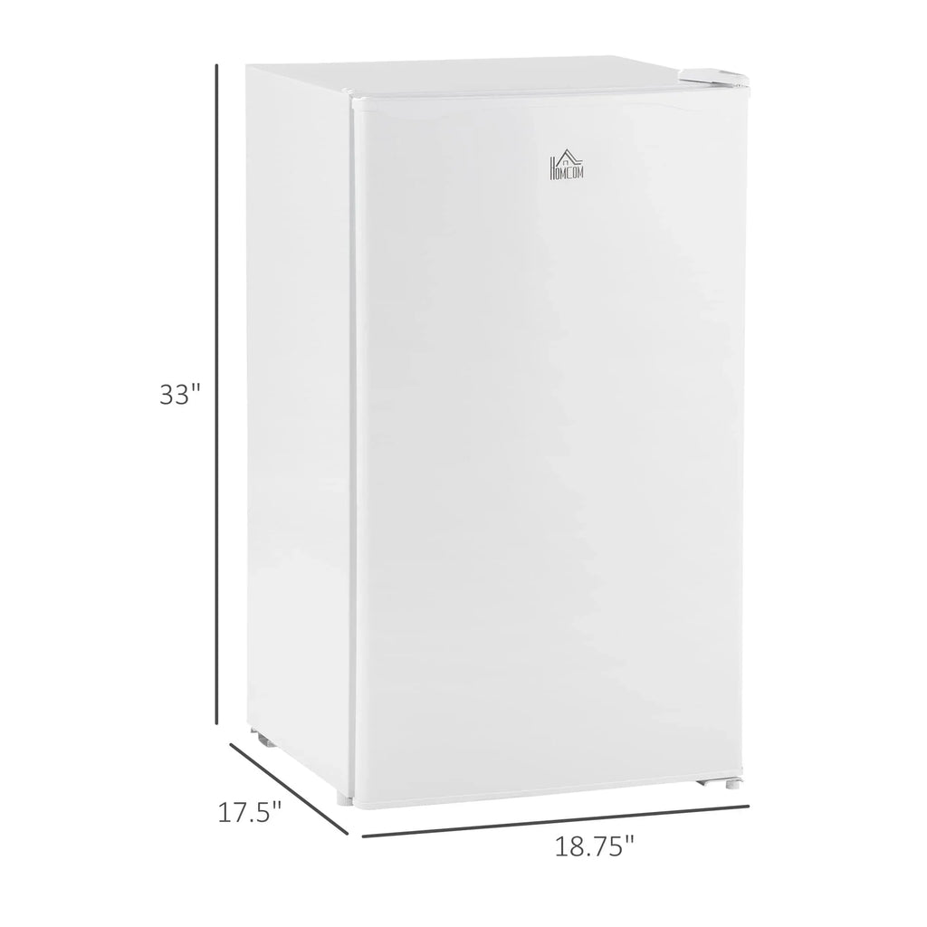 HOMCOM 3.2 Cu.Ft Mini Fridge with Freezer, Single Door Compact Refrigerator with Adjustable Thermostat for Bedroom