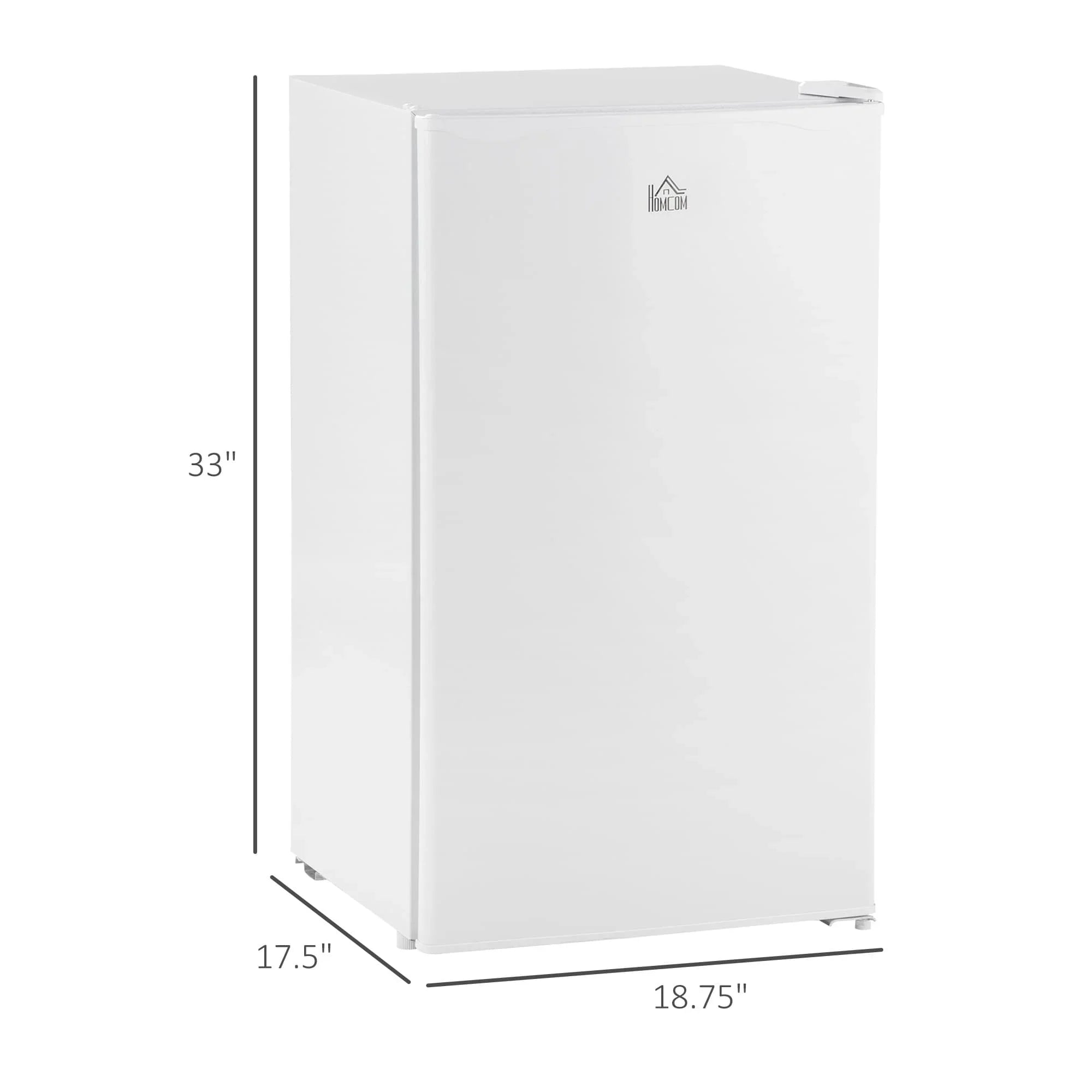 HOMCOM 3.2 Cu.Ft Mini Fridge with Freezer, Single Door Compact Refrigerator with Adjustable Thermostat for Bedroom
