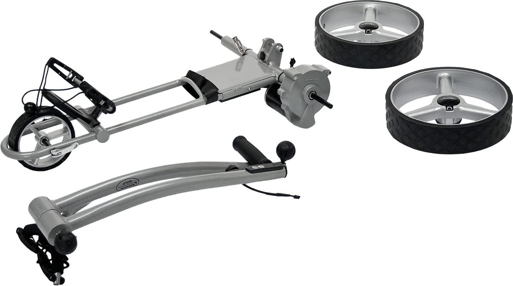 Chariot de golf électrique GT-X400 Pro avec batterie lithium 18 Ah, gris argent
