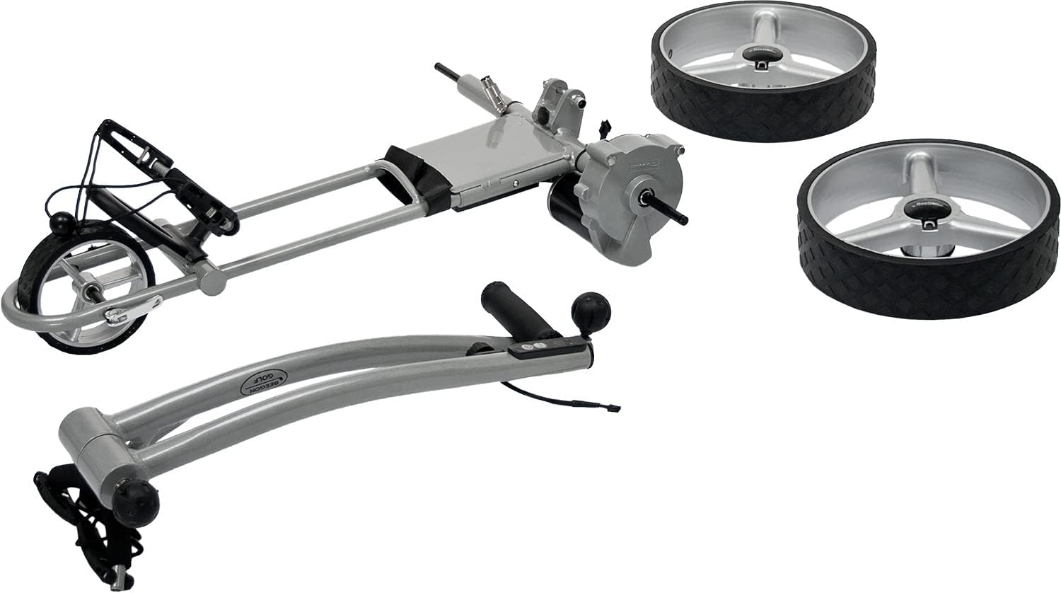 Chariot de golf électrique GT-X400 Pro avec batterie lithium 18 Ah, gris argent