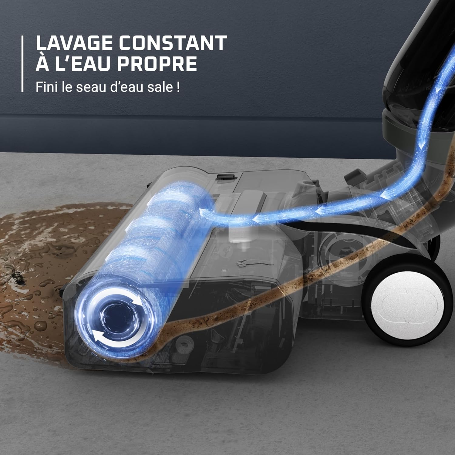 Rowenta X-Clean 4 Aspirateur Balai Laveur sans Fil, Aspiration et Lavage Puissant, Intelligent, Autonomie 50min, Autonettoyage GZ5036WO, Gris