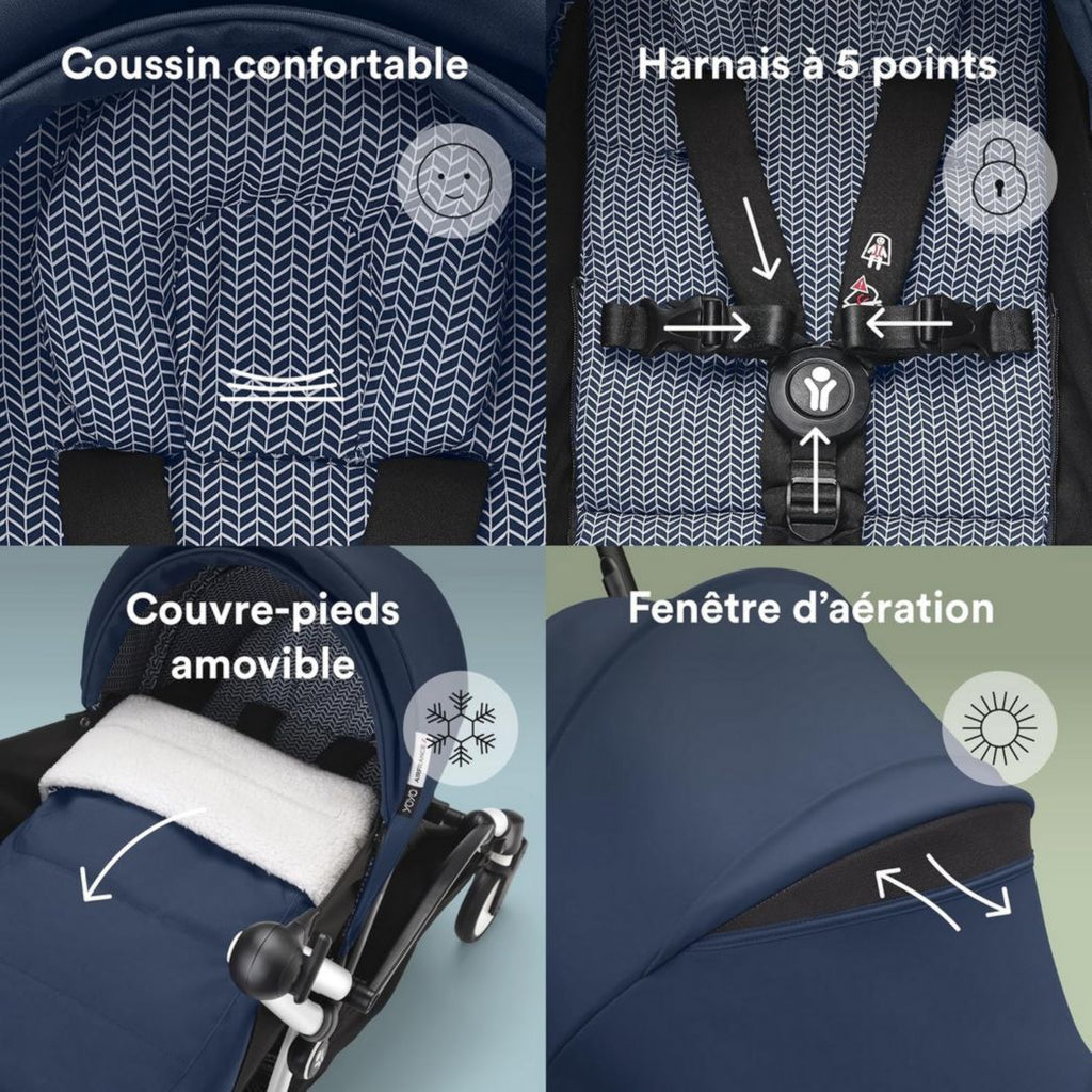 Poussette Stokke YOYO3 avec pack nouveau-né et pack couleur 6+ - Comprend un cadre noir, un pack couleur YOYO 6+ (gingembre) et un pack nouveau-né 0+ (gingembre)