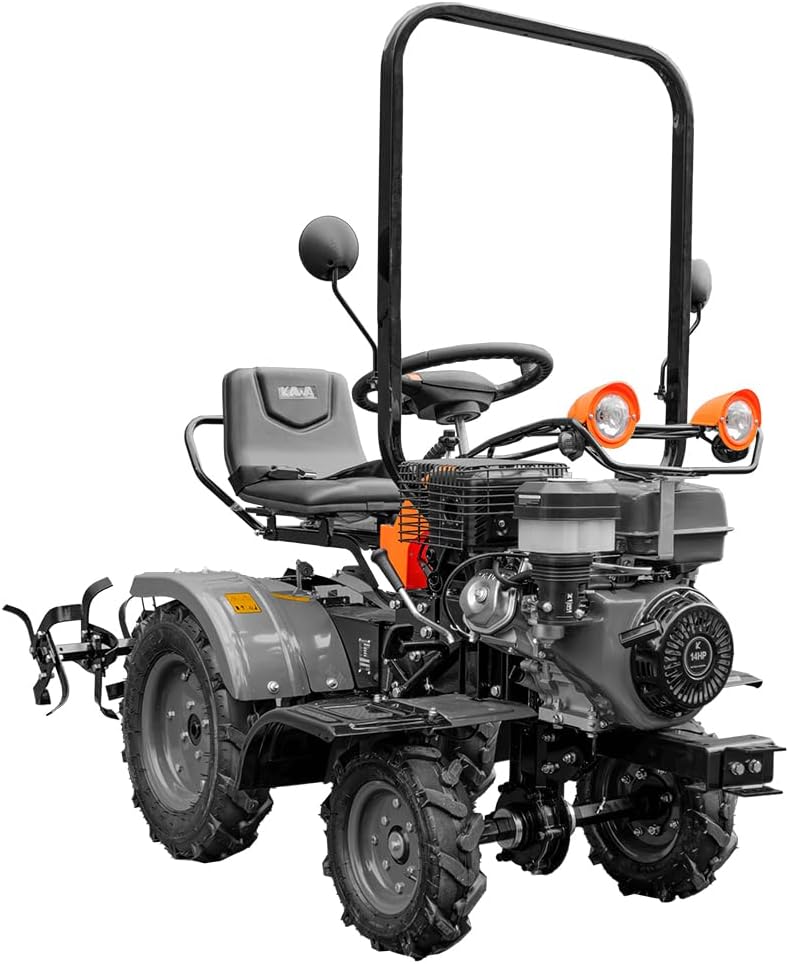 Kawapower Mini Tracteur Cultivateur 14HP Essence Démarrage électrique 4 Vitesses
