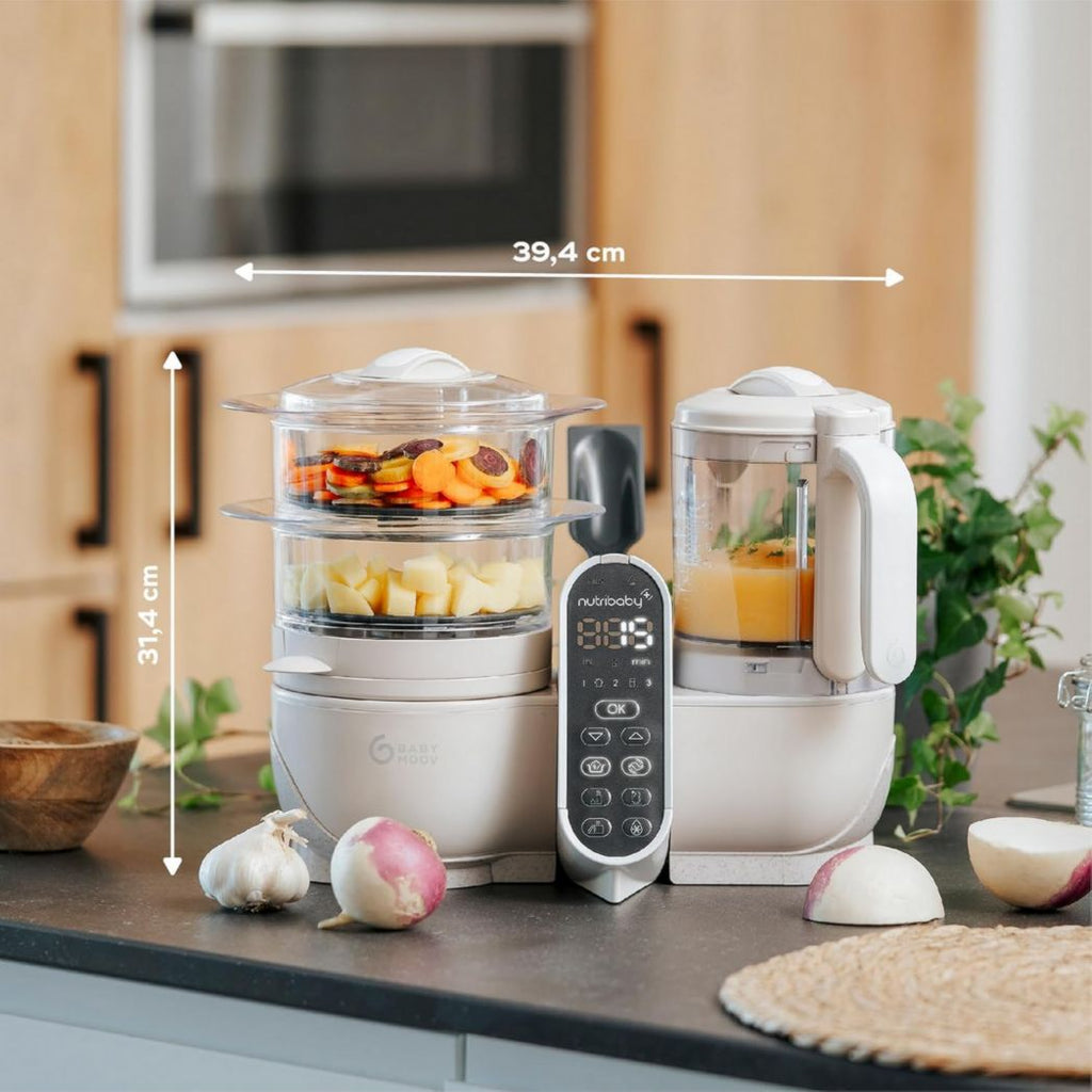 Babymoov Nutribaby(+), Robot cuiseur multifonction 6 en 1 pour bébé, cuiseur vapeur, grande capacité 2,2 L, petits pots maison, idéal pour diversifier les repas, vert opale
