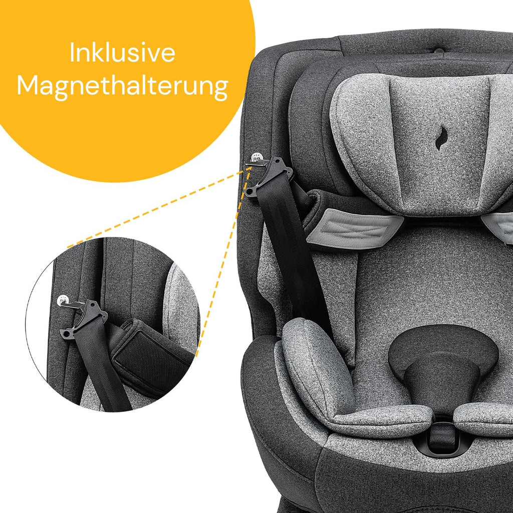 OSANN - Siège auto bébé/enfant One360 Rotatif 360° Isofix - 40-150 cm - 0 à 12 ans - Groupe 1/2/3 - Gris, Hauteurs 14 positions, Dos/Face à la route, Supports magnétiques pour sangles d'épaules