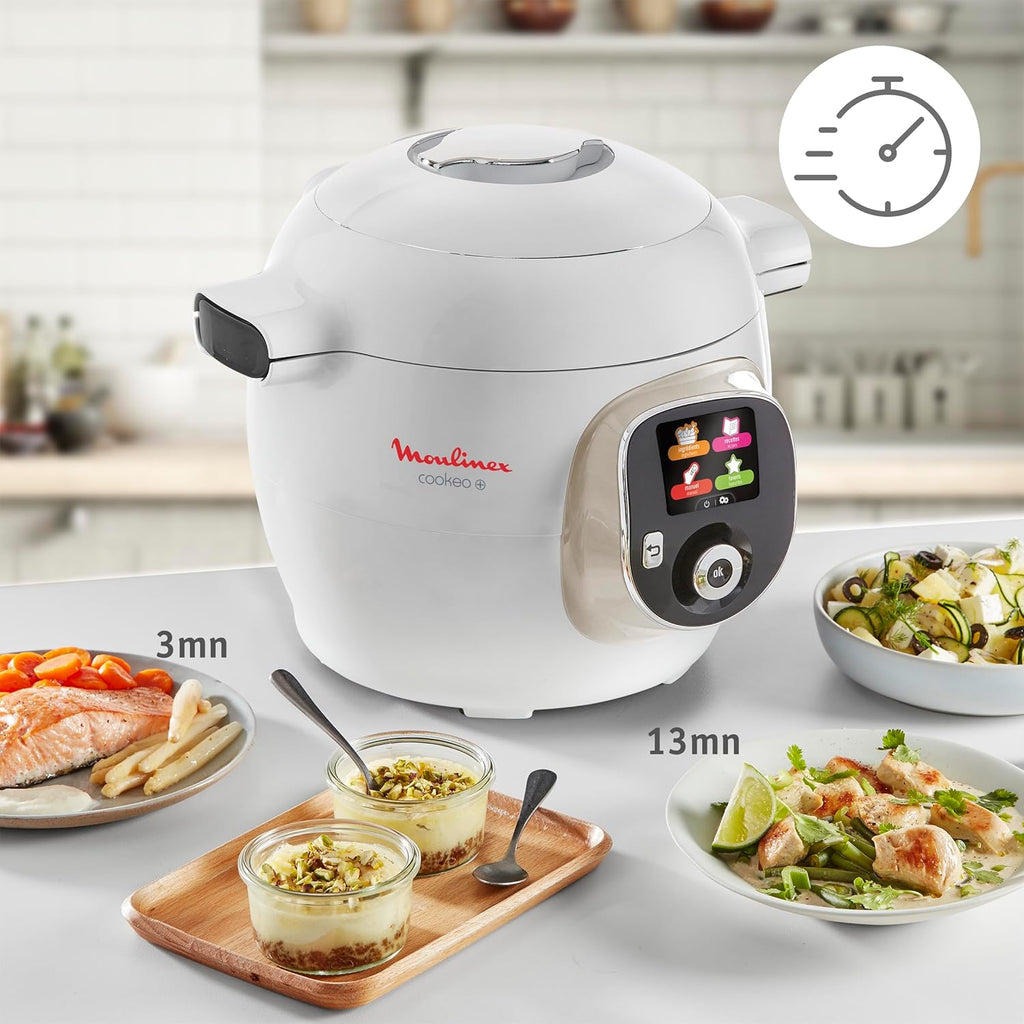 Moulinex Cookeo Multicuiseur intelligent,Capacité 6 L,Haute pression,Ecran intuitif,Guide de cuisson pas à pas+Moulinex Extra Crisp Couvercle Cookeo,Recettes croustillantes,4 programmes automatiques