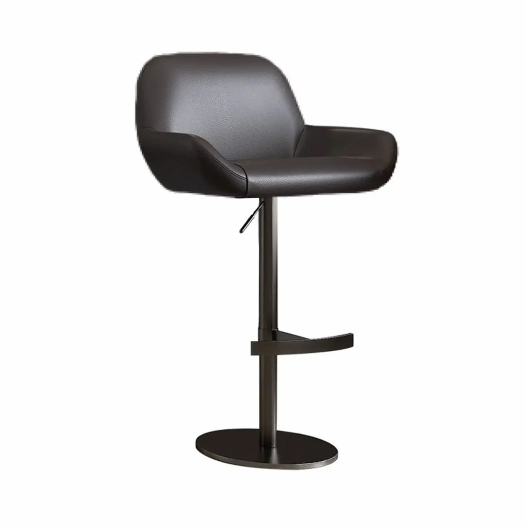 Minimalist Leather Swivel Bar Stools with Low Back for Kitchen