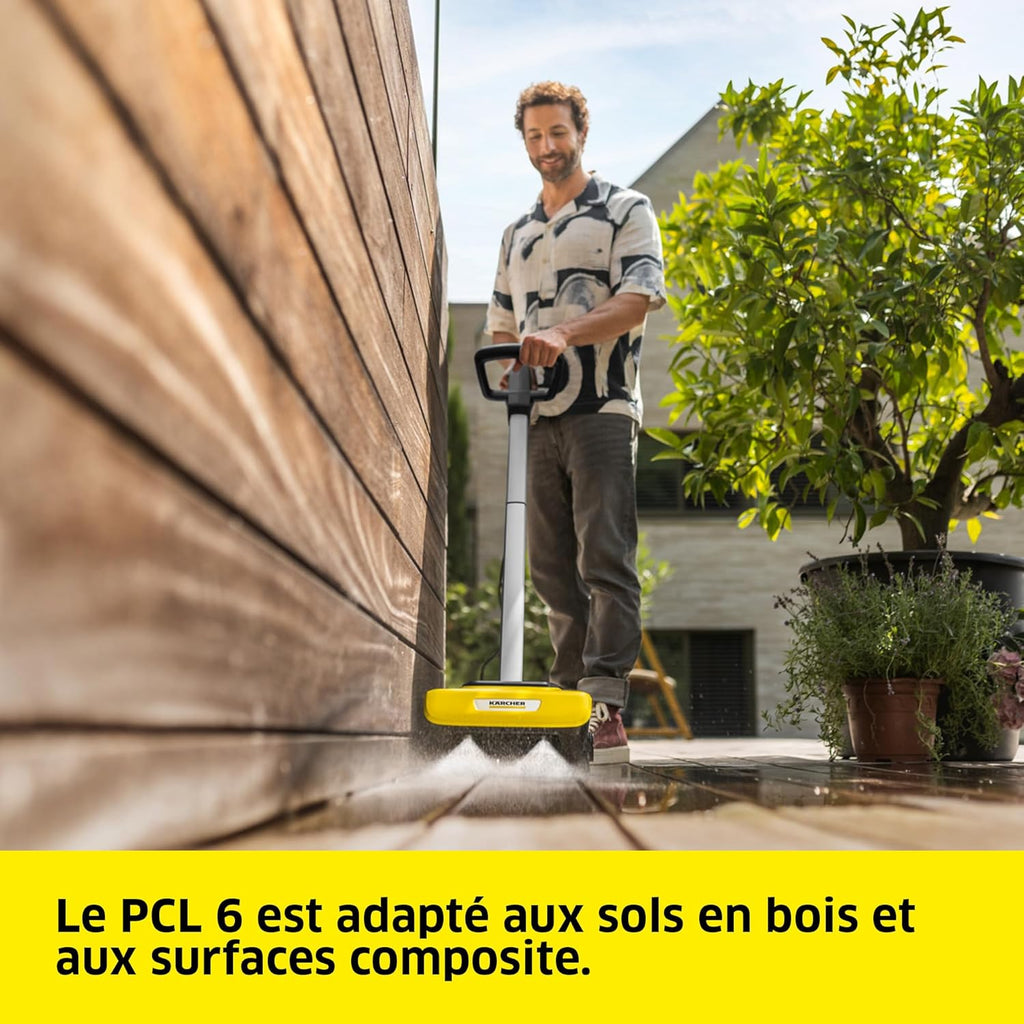Kärcher Nettoyeur de Terrasses PCL 6, Pression Max. 10 Bar, Débit d'eau Max. 180 l/h, Largeur de Travail 300 mm, Rotation des Brosses : 600-800 TR/Min, pour Bois, Surfaces Composite, Dalles de Pierre