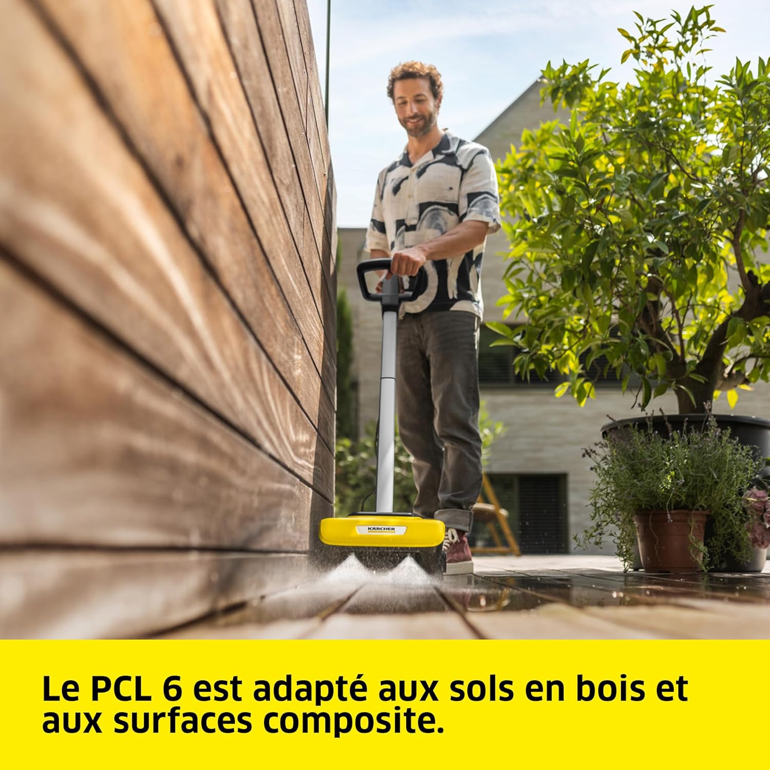 Kärcher Nettoyeur de Terrasses PCL 6, Pression Max. 10 Bar, Débit d'eau Max. 180 l/h, Largeur de Travail 300 mm, Rotation des Brosses : 600-800 TR/Min, pour Bois, Surfaces Composite, Dalles de Pierre