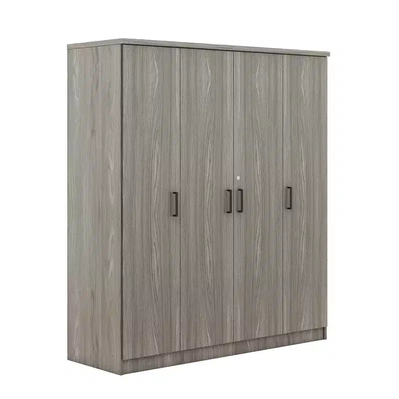 Whisen Wood 4-Door Wardrobe Armoire with Hanging Rod, 1-Drawer and Storage Shelves