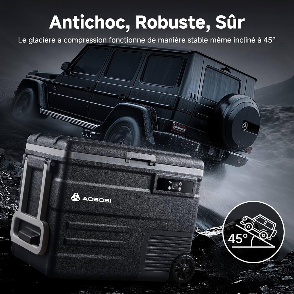45L Glacière à Compresseur,Glaciere Électrique -20℃ à 20℃,Frigo Camion APP&Bouton Contrôle,12/24V DC et 100-240V AC Glaciere Camping Pour Voiture,Camion,Bateau et Prise De Courant -