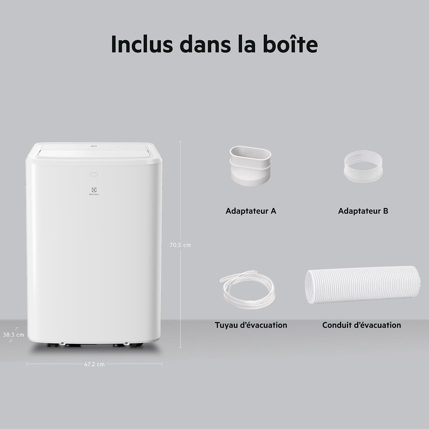 Electrolux Climatiseur Mobile 9000 BTU Silencieux, Clim Portable 3-en-1 R290 2,6 kW, Déshumidificateur et Ventilateur, WiFi, Télécommande, Blanc, Classe Énergétique A, Modèle EXP26U339AW