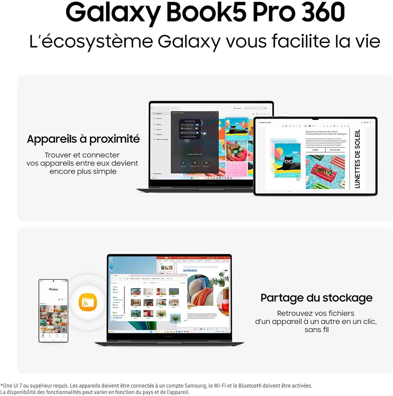 Samsung Galaxy Book5 Pro 360 16", Copilot+ PC, Ordinateur Portable avec IA, Processeur Intel Core Ultra 7, Mémoire 16 Go RAM, Stockage 512 Go, Clavier AZERTY Fr, Anthracite