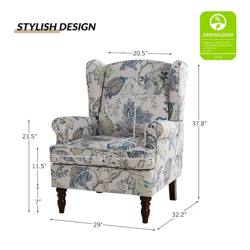 Epimethis Traditional Fabric Accent Armchair with Turned Legs Set of 2 by HULALA HOME