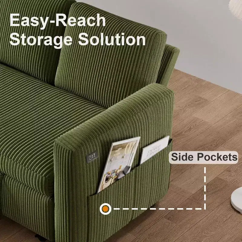 Dyonery 81 Sectional Sleeper Sofa, L-Shaped Pull Out Couch with Reversible Storage Chaise, USB, Reclining Backrest