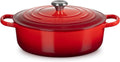 LE CREUSET Cocotte Ronde Basse en Fonte émaillée Signature, 30 cm, 6,2 L, Cerise, 21179300602430