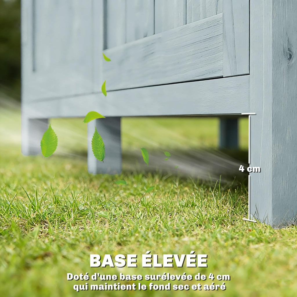 Outsunny Armoire de Jardin, Armoire extérieure de Rangement en Bois avec 2 Portes verrouillables, 2 étagères et 10 Crochets, Toit en Asphalte étanche, pour Balcon, terrasse, 85 x 54 x 170 cm, Gris