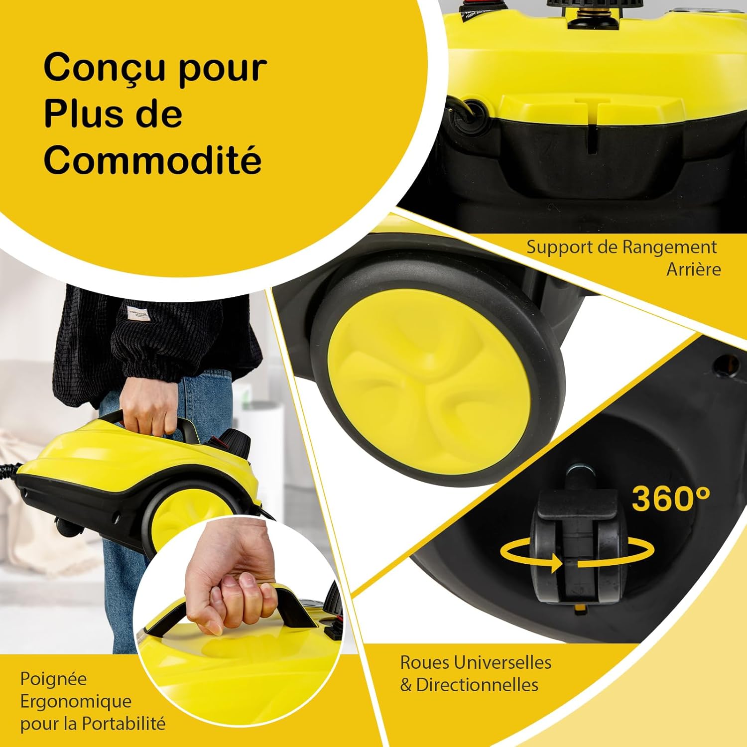 GOPLUS Nettoyeur Vapeur, 13 Accessoires, Pression 5 Bar Puissance 2000W avec Réservoir d'Eau 1,8L, Balai Vapeur pour Tapis, Fenêtre, Verre et Rideau