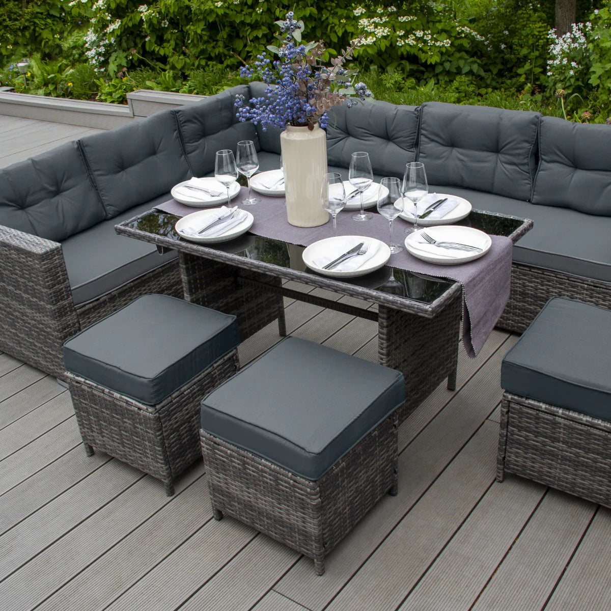 Salon de Jardin 9 personnes  Coffre de Rangement en Rotin – Gris Jardi(SELLER_2005_74409)