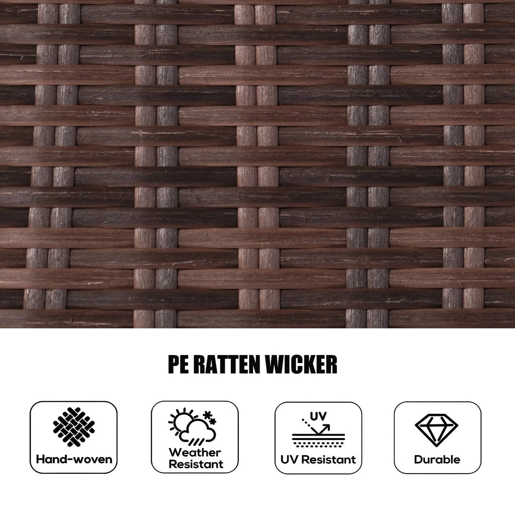 7 Pieces Outdoor Rattan Wicker Patio Round Dining Set with Cushions by Moda Furnishings