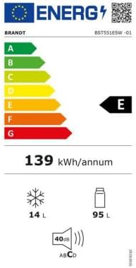 Réfrigérateur table top BRANDT BST551ESW - 109 litres - éclairage LED - dégivrage manuel