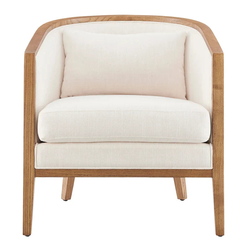 Tillman Linen Accent Arm Chair with Rattan