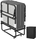 CAIYUN lit pliant 1 personne 80 × 190 cm avec matelas mousse 13 cm, sommier à lattes métal, 4 roulettes, charge 200 kg