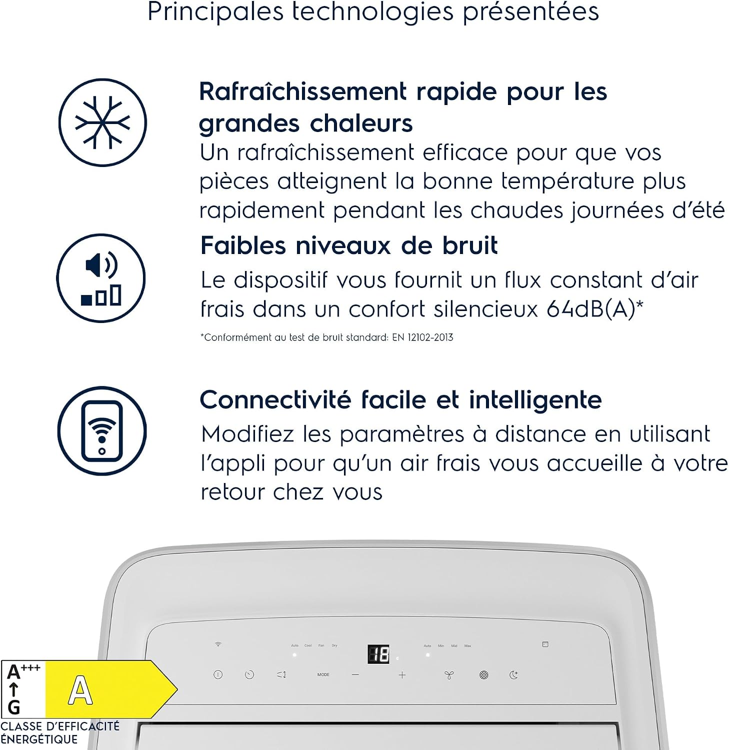 Electrolux Climatiseur Mobile 9000 BTU Silencieux, Clim Portable 3-en-1 R290 2,6 kW, Déshumidificateur et Ventilateur, WiFi, Télécommande, Blanc, Classe Énergétique A, Modèle EXP26U339AW
