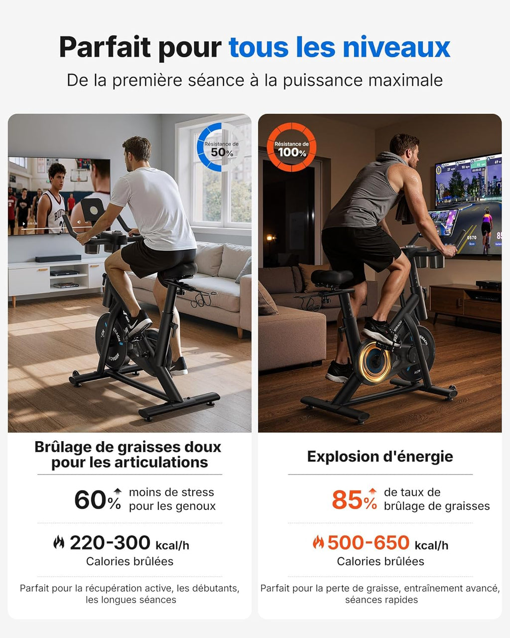 MERACH Vélo d'Appartement pour la Maison - Vélo de Fitness d'Intérieur Silencieux avec Résistance Réglable, Écran LED, Siège Confortable, pour Entraînement Cardio, App Exclusive, Capacité Max 136KG