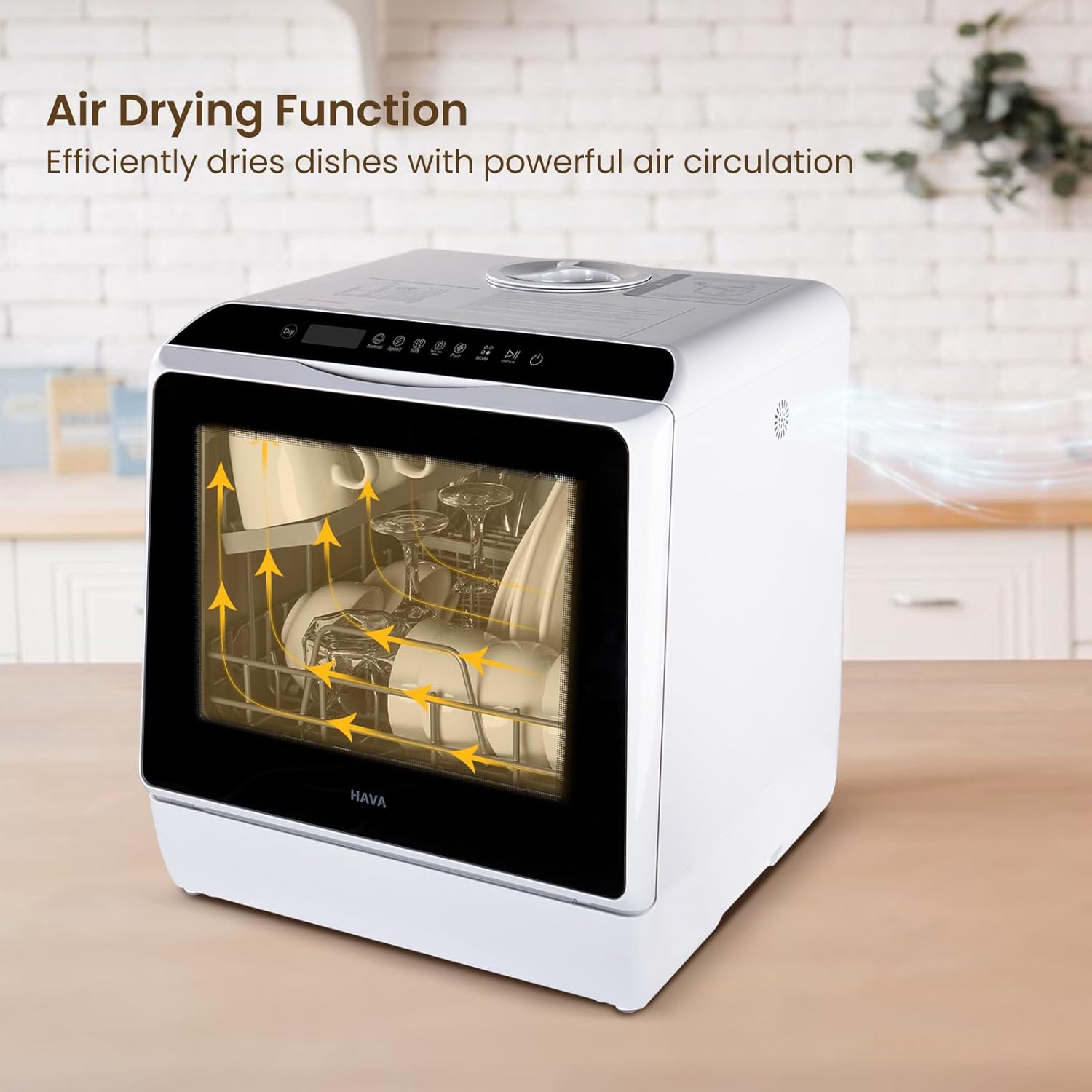 HAVA mini lave-vaisselle portable, 6 programmes avec réservoir d’eau intégré 5 L, sans branchement, fonction soin bébé et séchage à l’air, pour appartements et camping-cars