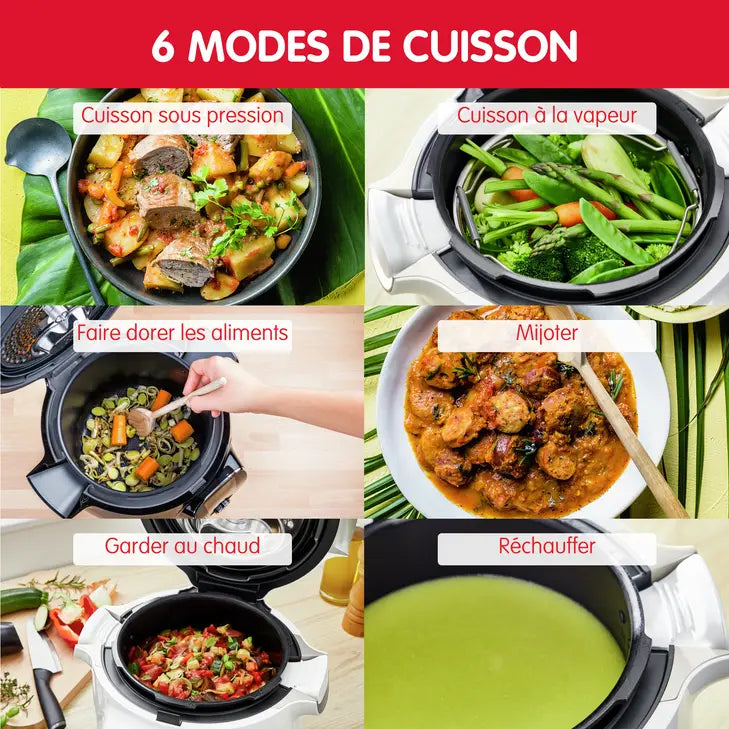 Cookeo+ Connect 200 recettes Blanc, avec louche incluse