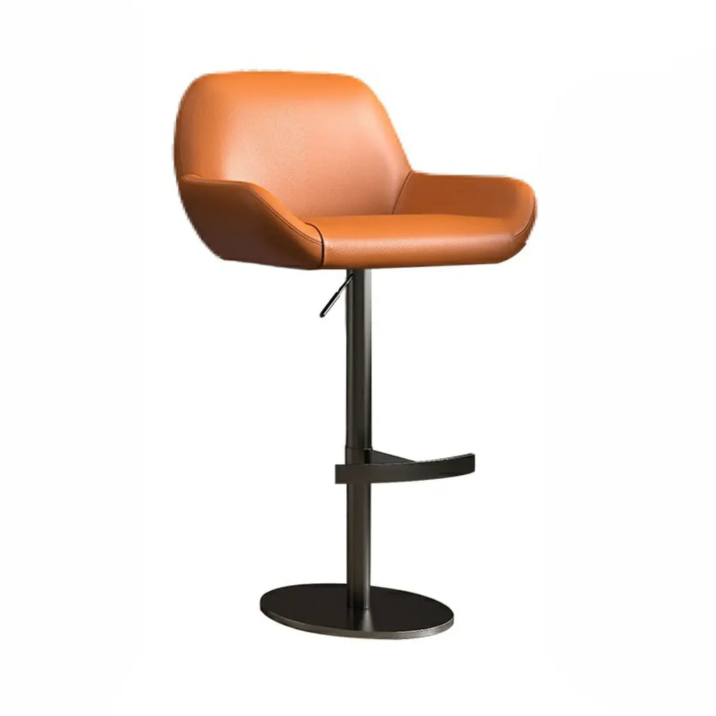 Minimalist Leather Swivel Bar Stools with Low Back for Kitchen