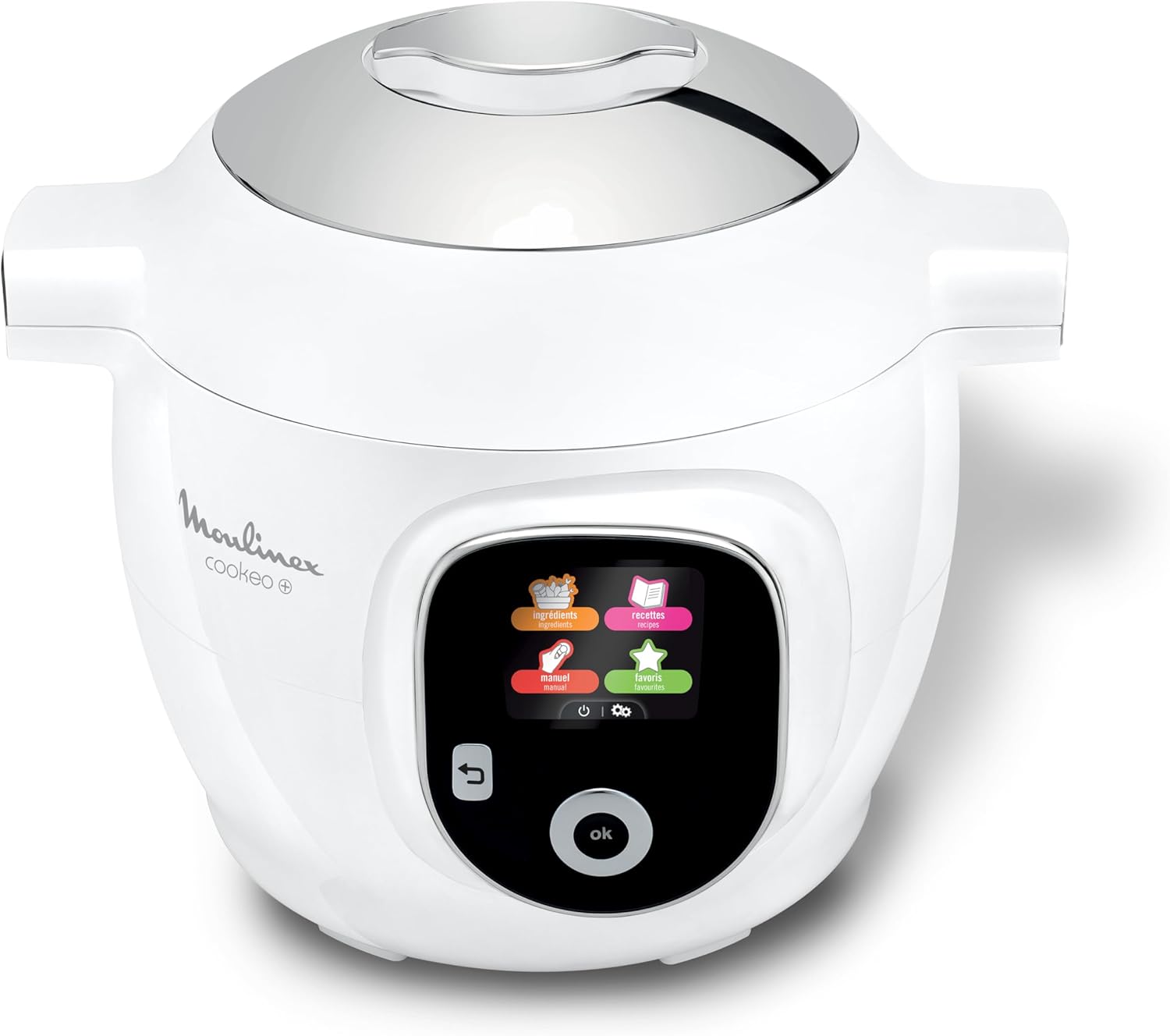 Moulinex, Cookeo Multicuiseur intelligent 6L, 80 recettes intégrées, Cuisson sans surveillance, Ecran intuitif, Guide de cuisson, Application MyMoulinex, 1600W, Blanc, 15 ans réparabilité CE854110