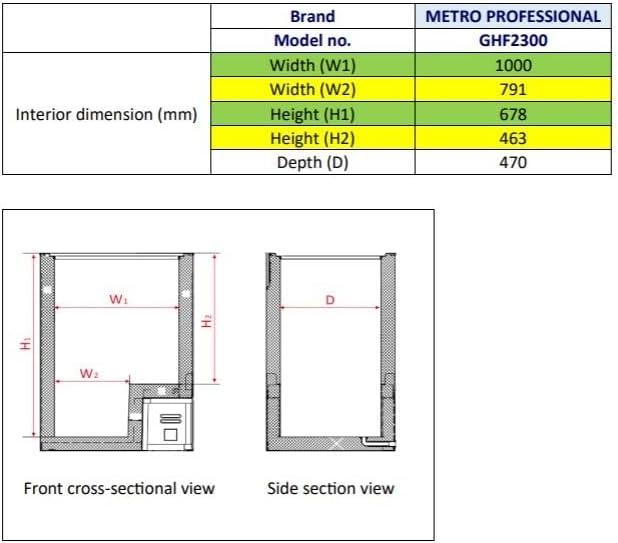 METRO Professional Congélateur bahut GHF2300, acier/aluminium, 112.5x61x83.5 cm, 300L, 95W, 1 panier, éclairage LED, 4 roulettes, avec serrure, blanc