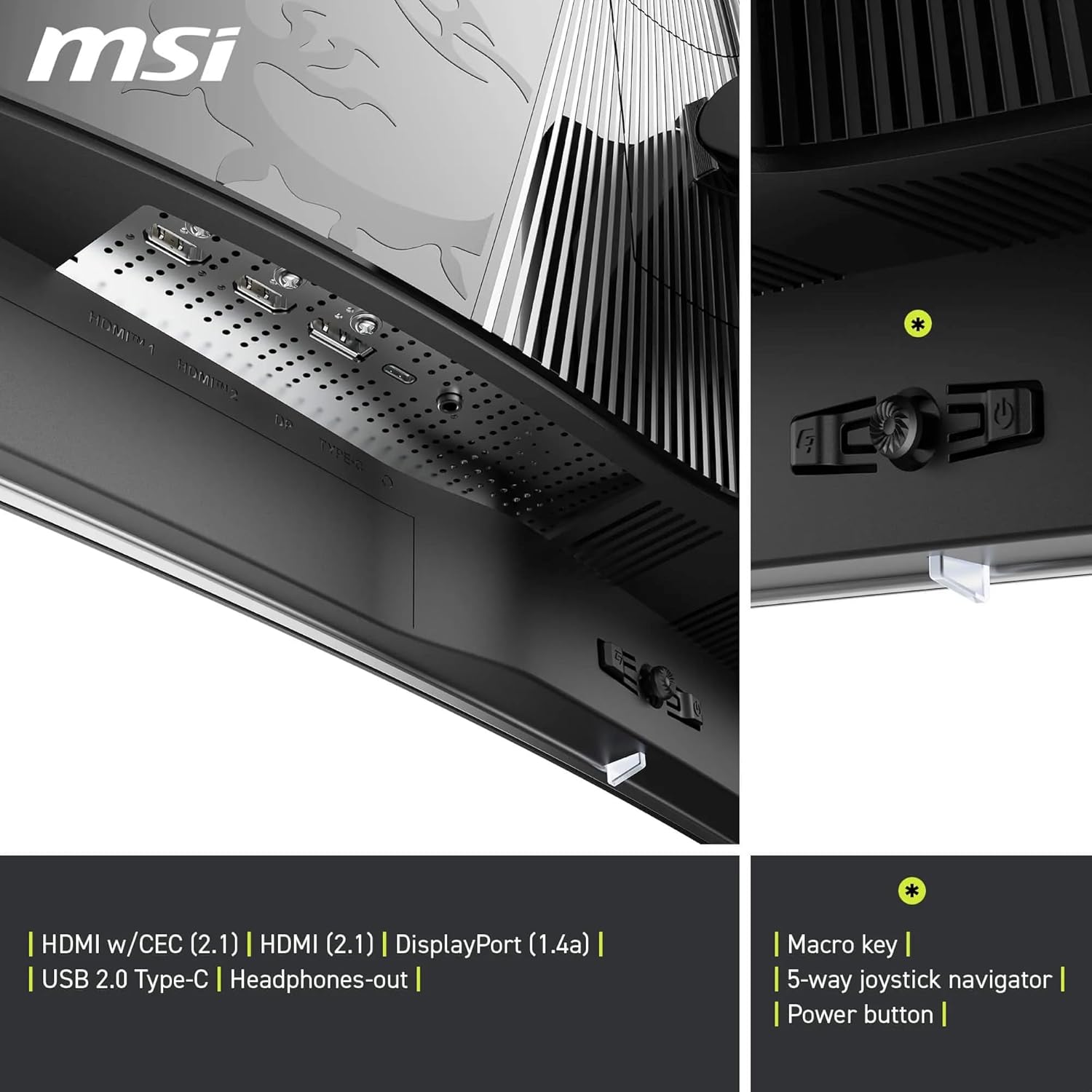 MSI MAG 321CUP QD-OLED Ecran Gaming incurvé 32'' 4K UHD - 1700R, Dalle Quantum Dot OLED 3840 x 1080, 165 Hz / 0.03 ms, DisplayHDR True Black 400, G-Sync, HDMI 2.1, DP 1.4a, USB Type-C (PD 15W), Noir
