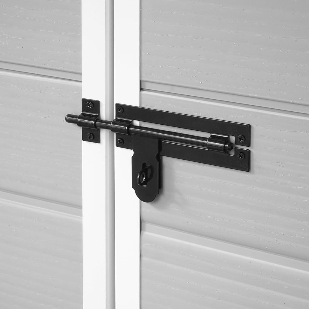 WASABI Abri de Jardin en Résine Unit 1.4 - Assemblage Simple - Fenêtre à lumière du Jour - Panneaux de 12mm d'épaisseur - Plancher Inclus - Blanc Gris - Cabane de Stockage extérieur en PVC 1,37m2