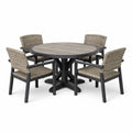 Ensemble de salle à manger extérieur rond en résine tressée et aluminium avec 4 chaises