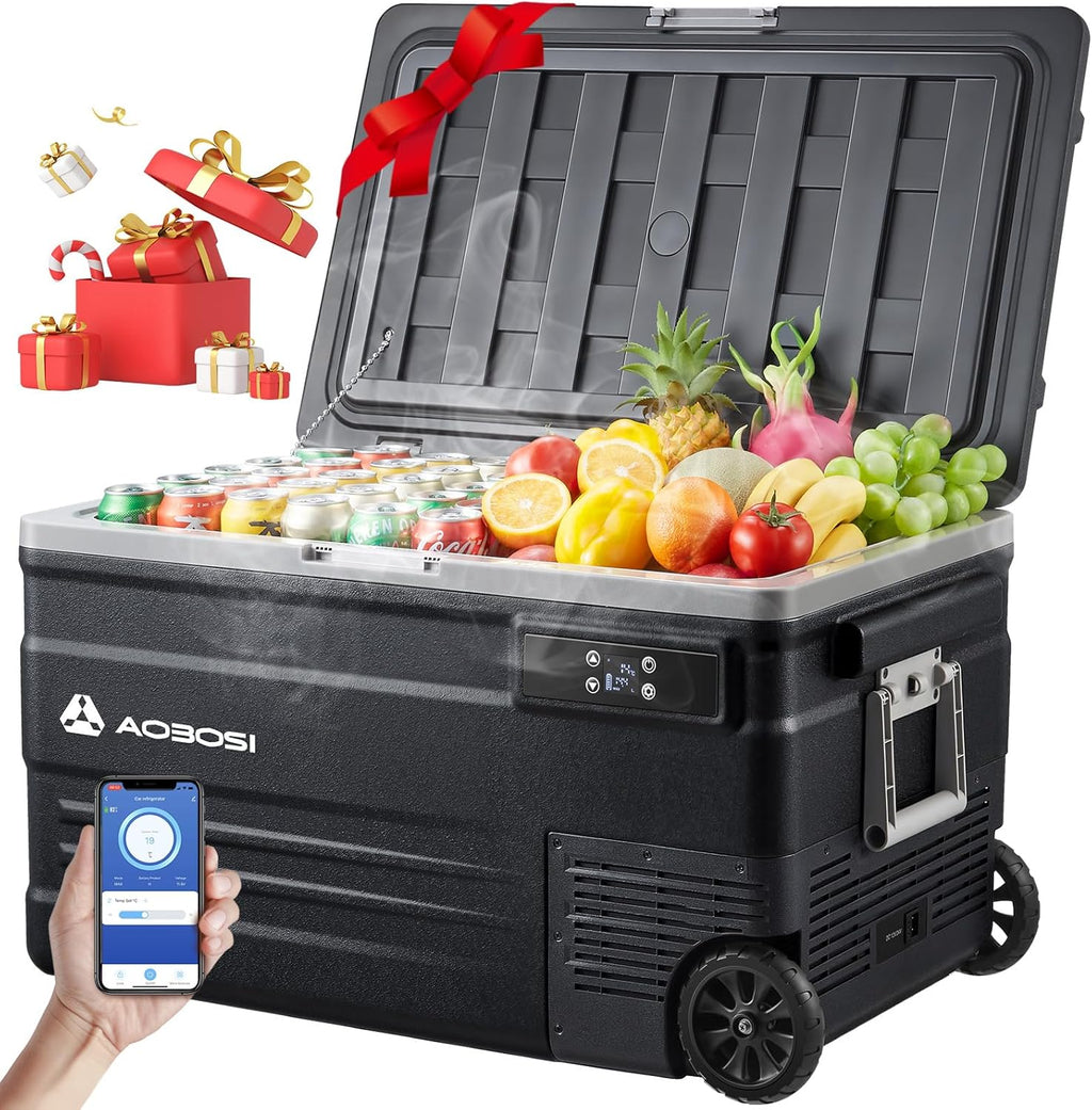 45L Glacière à Compresseur,Glaciere Électrique -20℃ à 20℃,Frigo Camion APP&Bouton Contrôle,12/24V DC et 100-240V AC Glaciere Camping Pour Voiture,Camion,Bateau et Prise De Courant -